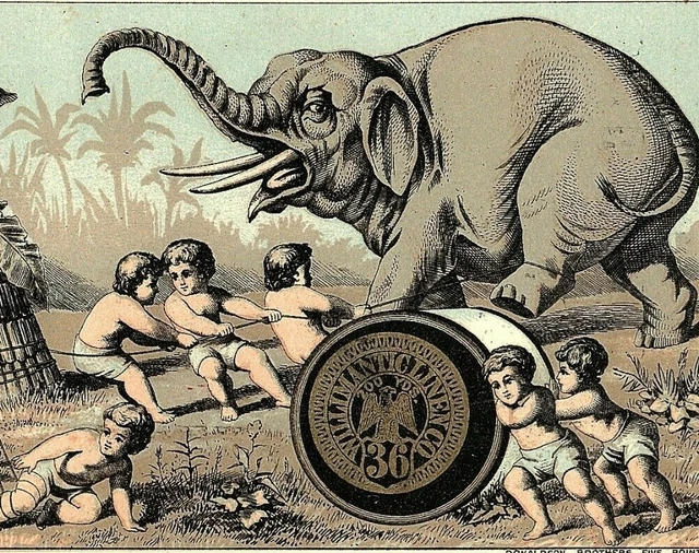 Willimantic Elephant Thread Trade Card Victorian Spool Cord Cotton S Kelly NY