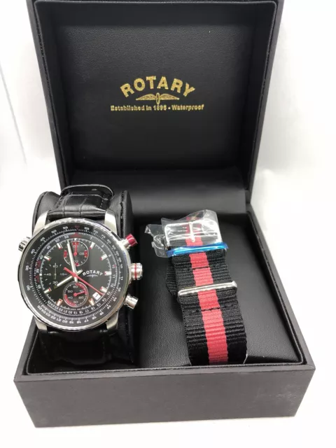 ROTARY GS03641 04 L MEN S Stainless Steel Chronograph Leather