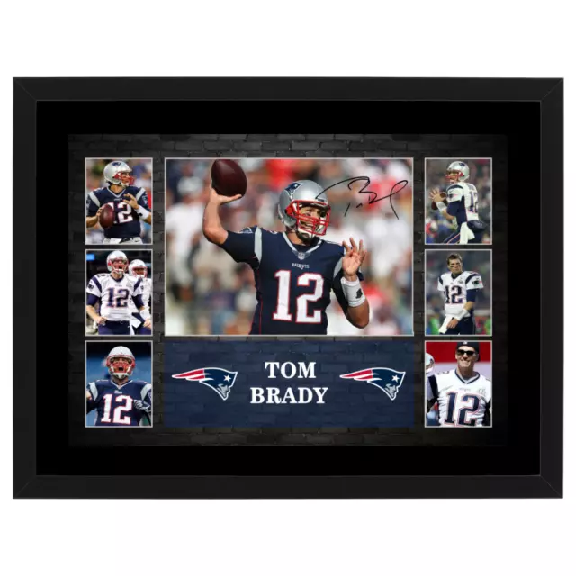 Tom Brady New England Patriots Signed Framed Nfl Poster Wentz Wilson Holmes