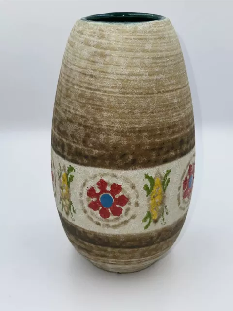 West Germany Pottery Ceramic Keramik Vase hand painted, multi-color