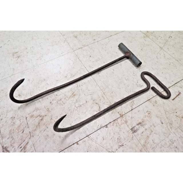 2 Antique Vintage Iron Meat Hooks