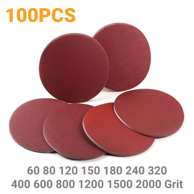 125mm Sanding Discs100PCS No Hole Hook Loop 60-2000 Grit Orbital Sander Pads