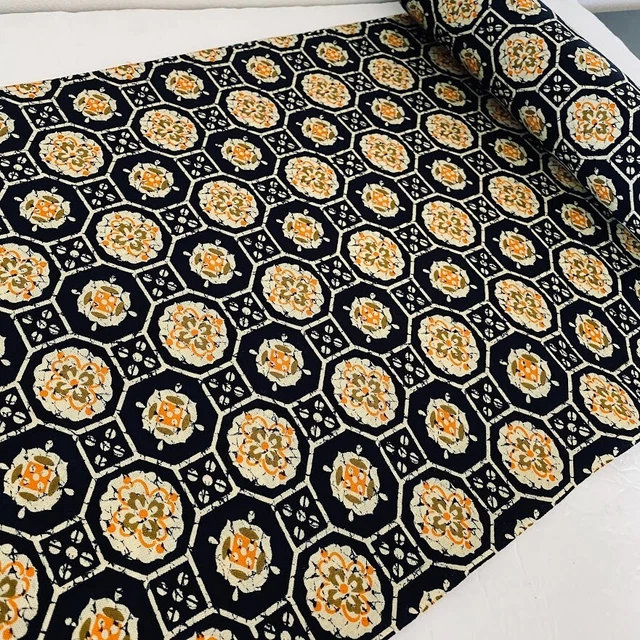 Black Motif Wool UnUsed BOLT By the Yard Authentic Japanese Kimono Fabric BW25