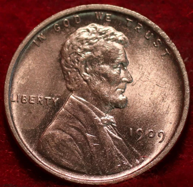 Uncirculated Red 1909 Philadelphia Mint Copper Lincoln Wheat Cent