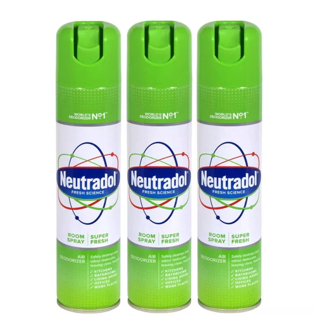 Neutradol Room Spray Odour Destroyer SUPERFRESH Air Freshener 300ml x 3