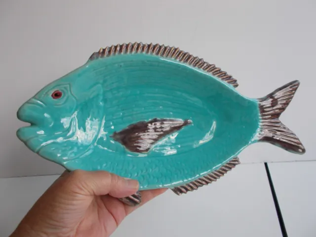 1920's BAVENT Made in France Majolica small serving bowl Sole Fish very unique