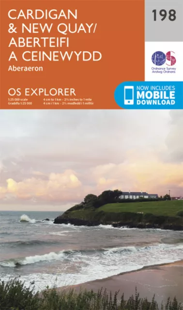 Cardigan and New Quay Aberaeron 198 Explorer Map Ordnance Survey With Digital Do