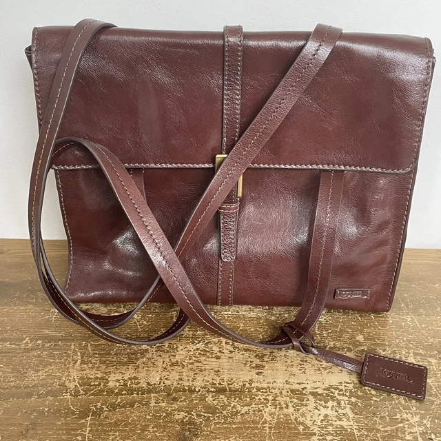 LOUVIER LEATHER BAG Double Handle Satchel Shoulder Brown