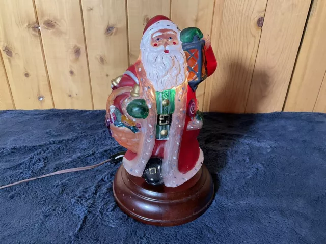 Vintage “OLD WORLD CHRISTMAS” YULETIDE SANTA LIGHT On Wood Base