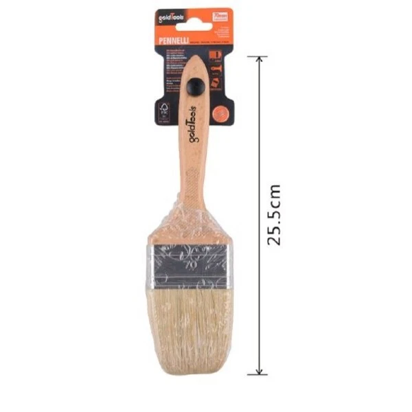 Pennello Piatto 25.5 Cm Con Manico In Legno Setole Morbide Pittura Vernice 90207