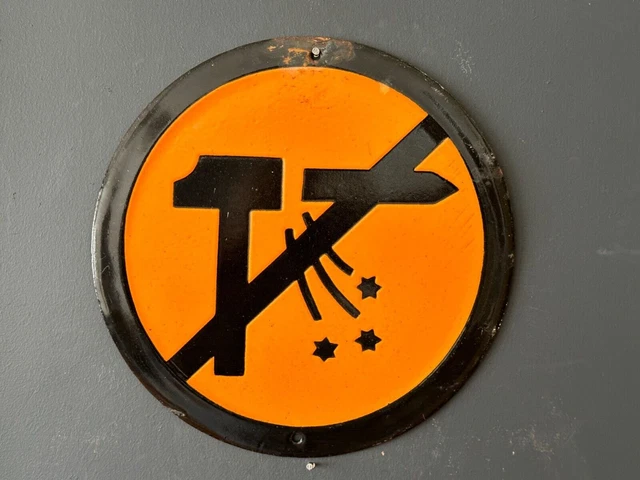ORANGE WARNING SIGN Vintage European Industrial Enamel Signs Decoration