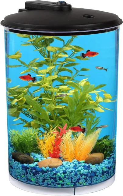 Hawkeye 3-Gallon 360 View Aquarium Kit With LED Lighting And Filtration