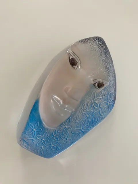 Mats Jonasson Masq Collection Fleur Blue 65121 Crystal Art Glass Sculpture