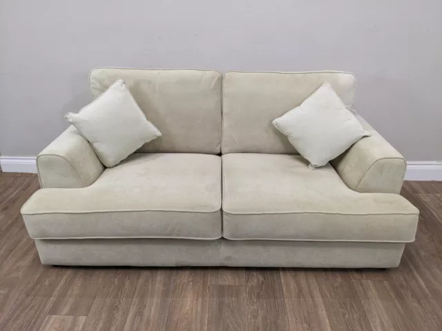 SOFA 3 SEATER Cream Soft Touch Fabric Low Profile Deep Seat With