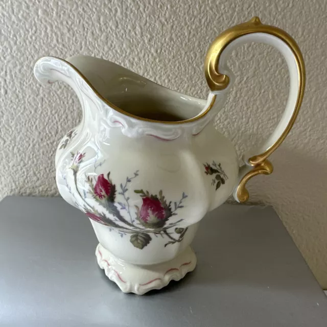 Rosenthal Pompadour Moss Rose Ivory Cream Pitcher-with gold handle
