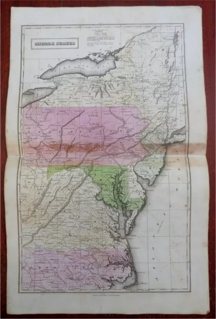 Eastern United States New York Pennsylvania New Jersey 1830's engraved map