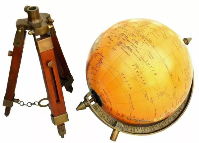 Nautische Weltkarte 20,3 cm Globus mit Holzstativ Antik Weltkugel