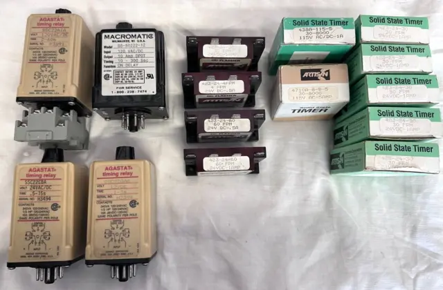 Solid State Timer Delay Relay Lot (15) Artisan, Agastat  423-24-30 (5) 423-24-60