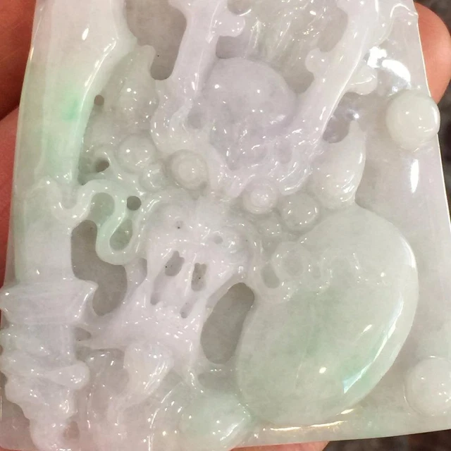 Certified 100% Natural Icy Jade Jadeite Lavender Dragon Pendant Grade A #P948