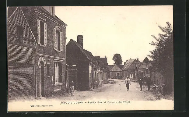 CPA Haudivillers, Petite Rue et Bureau de Poste