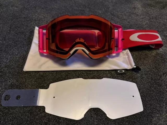 OAKLEY FRONTLINE MOTOCROSS MX GOGGLES - Pink Red White Orange / PRIZM Pink LENS