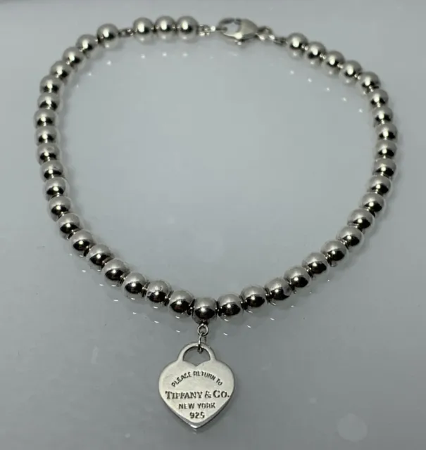 Authentic Tiffany & Co Return to Tiffany Heart Tag Bead Bracelet Sterling Silver