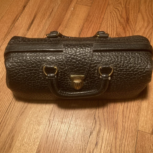 Vintage Lilly Black Walrus Leather Doctor Medical  Bag