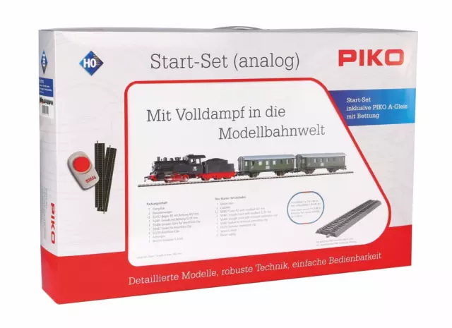 Piko 57112 Start-Set mit Bettung Personenzug Dampflok Spur H0