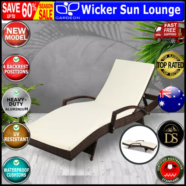 Gardeon Sun Lounger Wicker Lounge Outdoor Furniture Rattan Chair Garden Patio AU