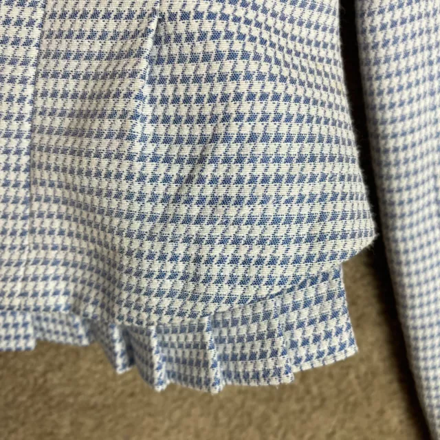 Nanette Lepore Blazer Jacket Womens Size 6 Blue/White Houndstooth Crop Pleated 3