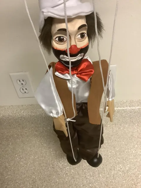 HOBO CLOWN 15” Wooden Puppet - Marionette String Wood Doll - Show