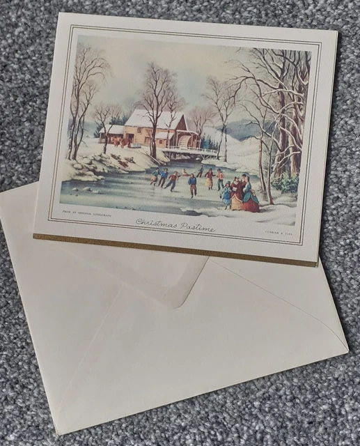 Vintage Christmas Card, Currier & Ives,Usa,Collectable, From Original Lithograph