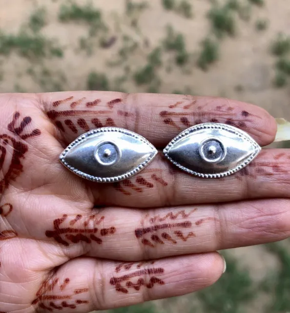 1 par de ojos religiosos hindúes de plata pura 999, 3 cm cada uno, 1,8 g,...
