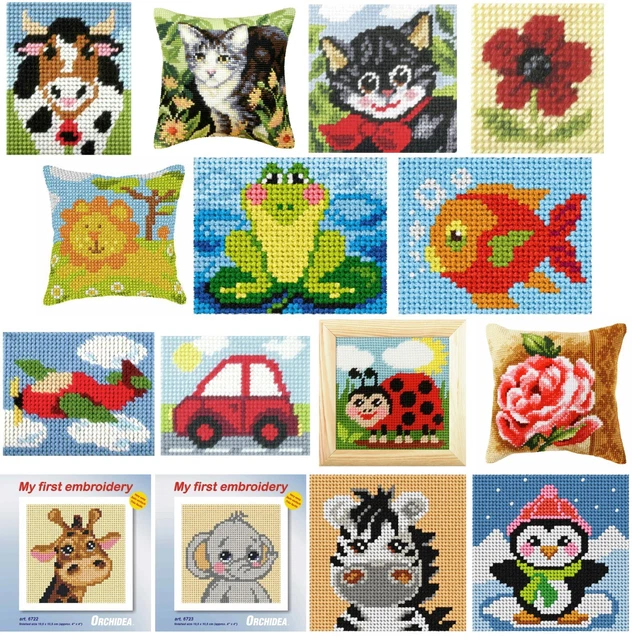 Kits de broderie point de croix estampillés de fleurs avec fil de couleur tissu