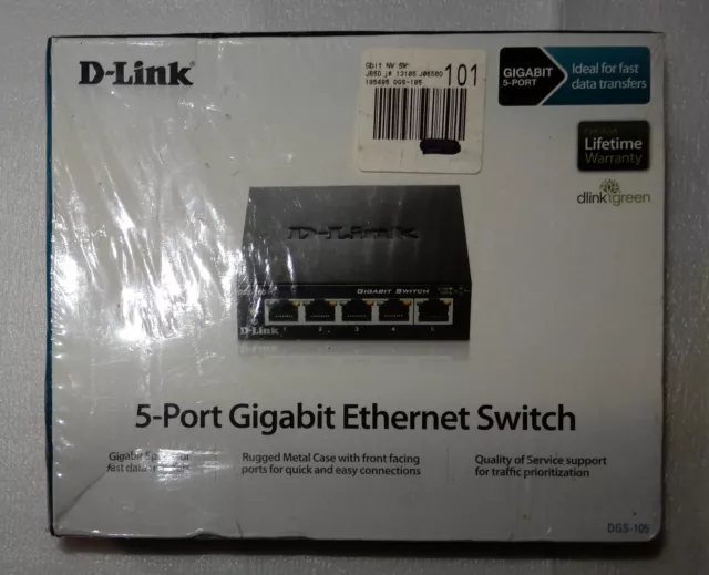 D-Link Ethernet Switch 5 Port Gigabit Unmanaged Internet Compact DGS-105