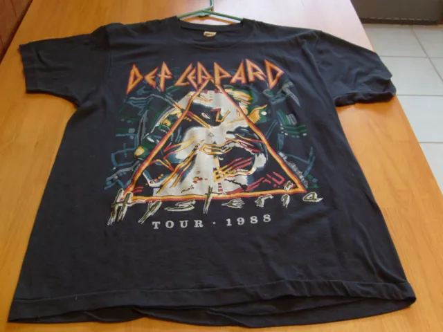 Def Leppard Vintage Concert T Shirt 1988 Hystria Tour Screen Stars 50/50 Large