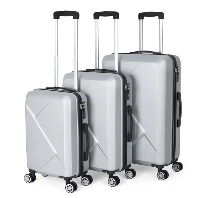 3PCS Suitcase Set Luggage Set Hardside ABS Spinner for Travel Family 20/24/28"