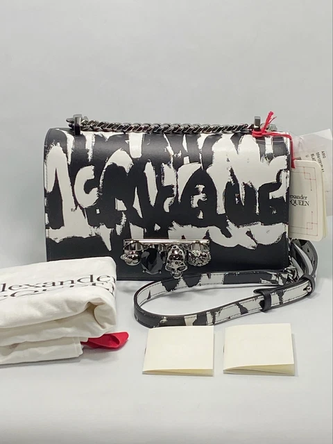 Alexander McQueen Four-Ring Graffiti Leather Shoulder Bag $2690 Alexander McQueen Four-Ring Graffiti Leather Shoulder Bag $2690