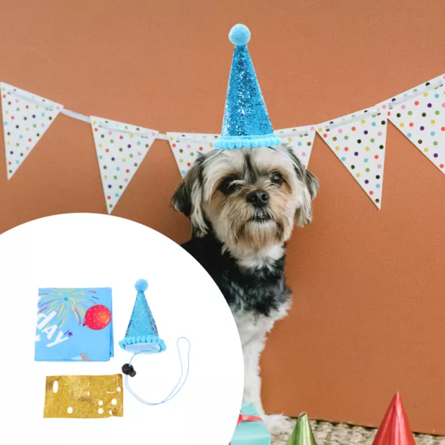 Gorro de cumpleaños para perro poliéster artículos para mascotas pañuelo para el cuello de perro