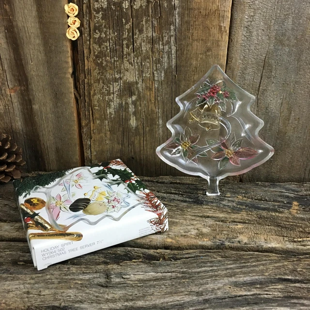 Caja de platos vintage SAVOIR VIVRE Japón vidrio espíritu navideño árbol de Navidad