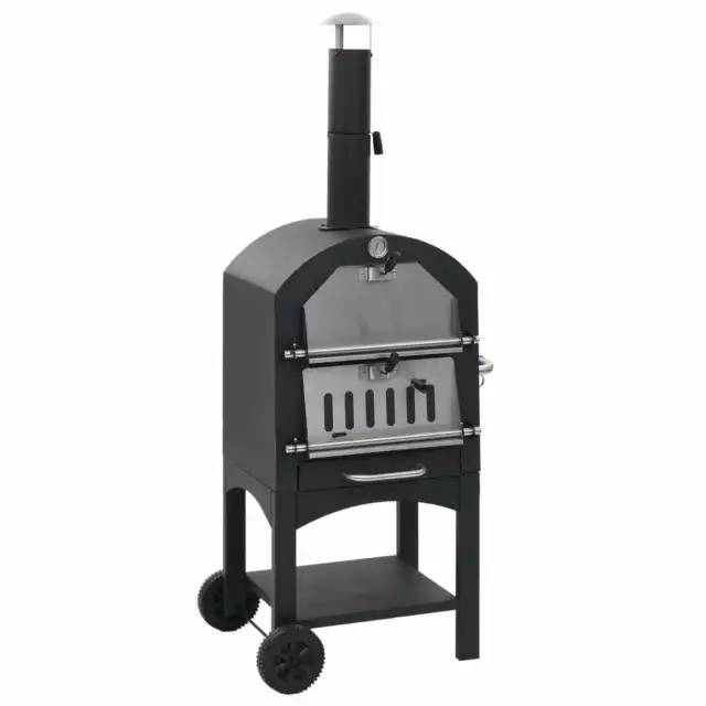 vidaXL Garten-Holzkohle-Pizzaofen mit Schamottstein DE Neu