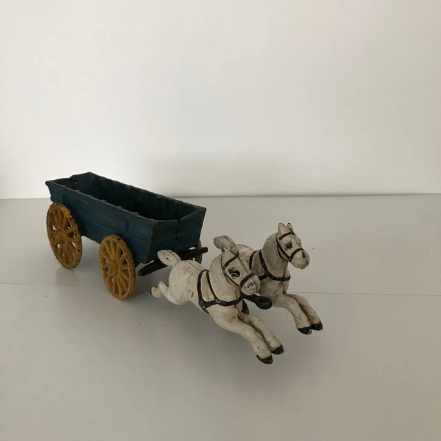 Jouet Ancien Cheval Et Charrette En Plastique Années 50/60 – Vintage Collector – Occasion