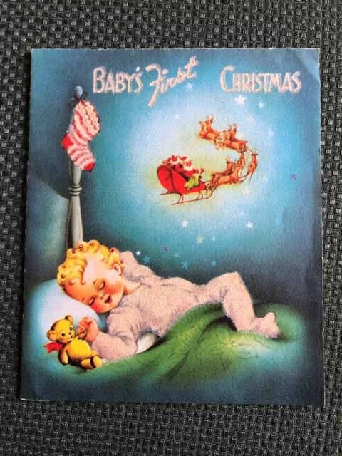 Vintage Gatto 1953 Baby's First Christmas Greeting Card-1953-USED