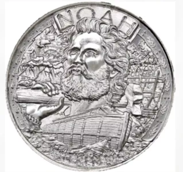 1 Oz sehr seltene Silbermünze Noah "Two by Two" Prooflike gekapselt+Münzständer