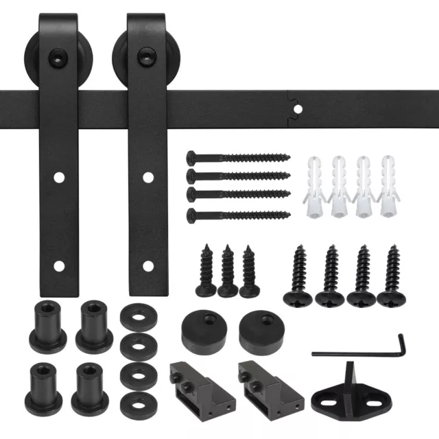 2/3/4/5/6.6FT Aluminum Sliding Barn Wood Door Hardware Kit Track Roller Cabinet