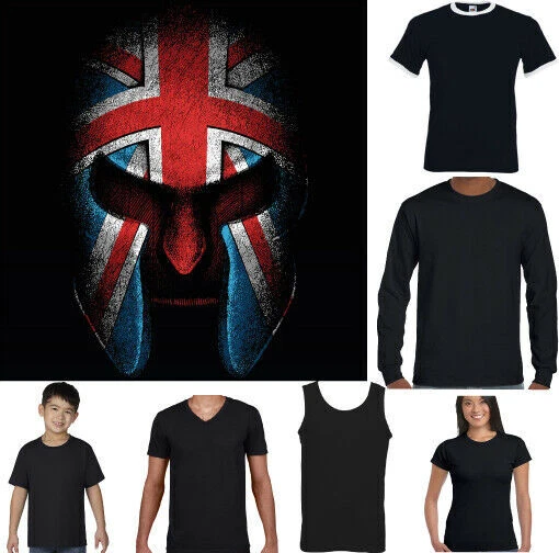 Spartan Helmet T-Shirt Gym Union Jack Flag Training Top St Georges Day Mens MMA