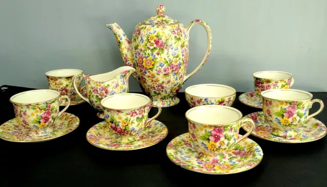 Rare Coffee Service Cheadle Chintz Pattern by ROYAL WINTON "gorgeous"