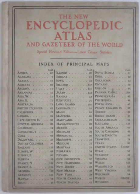 Original 1912 WORLD ATLAS & GAZETTEER Color Maps City Plans Railroads Steamships