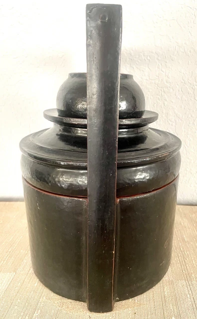 Burmese Monk’s Temple Lunch Box - Late 19th C. Black Lacquered  4