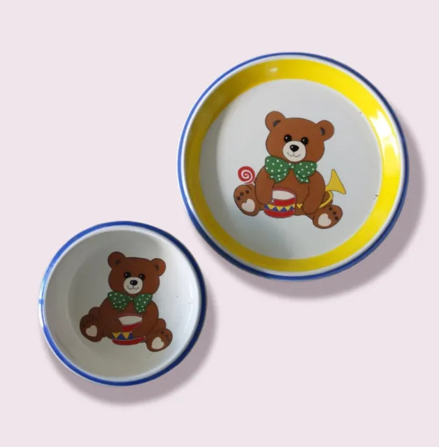 Mikasa Teddy Bear "Cocoa Teddy"  Child's Plate and Bowl